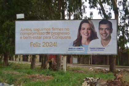 Na corrida à reeleição, Sheila Lemos ganha destaque nos outdoors em Vitória da Conquista