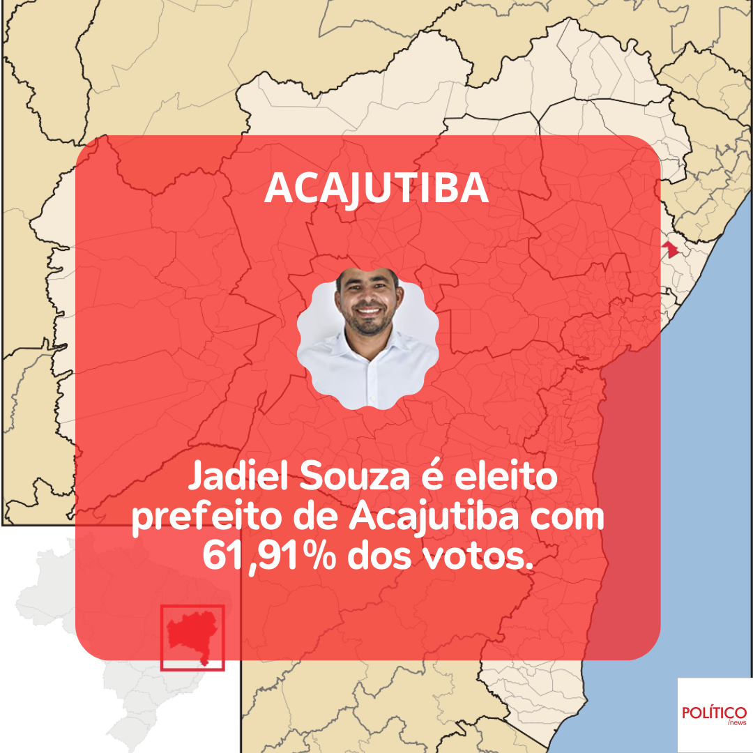 Jadiel Souza, do MDB, é eleito prefeito de Acajutiba.